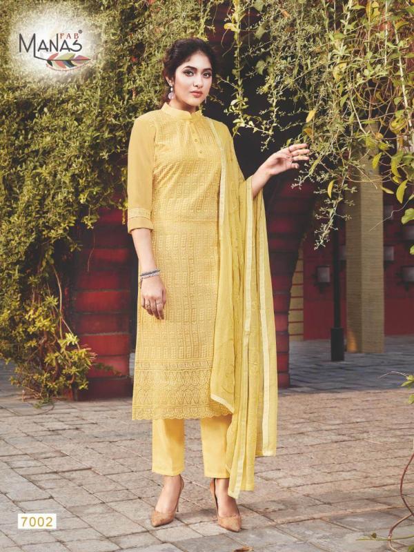 Manas Schiffli Georgette Schiffli Work Readymade Salwar